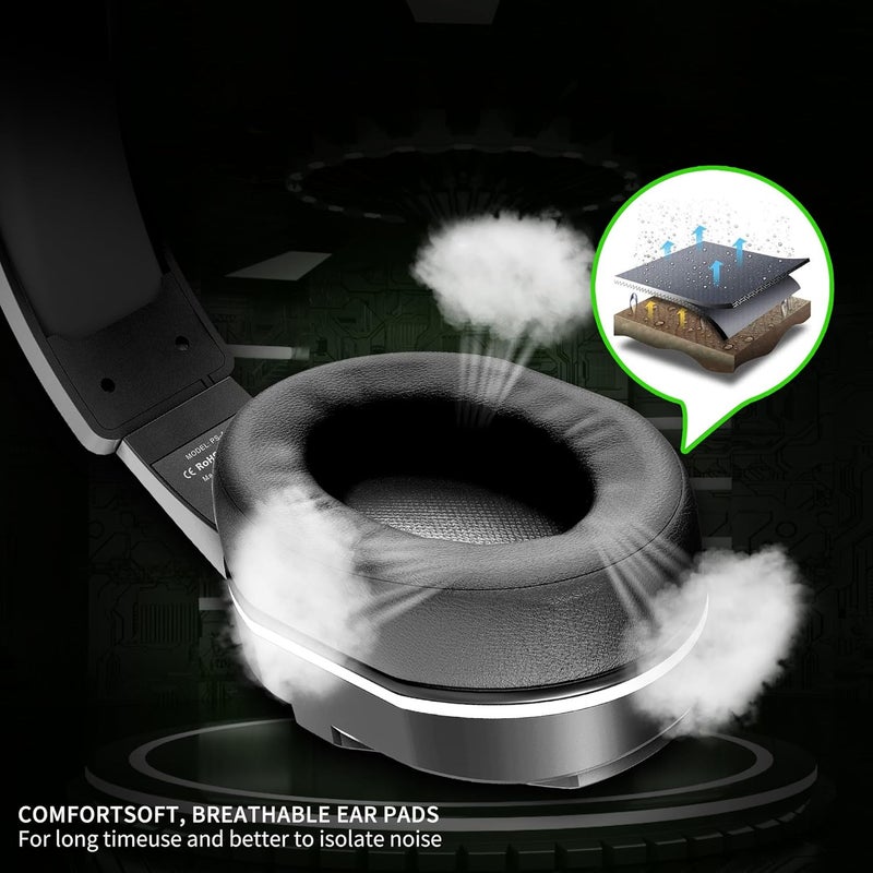 Kikc PS4 Gaming Headset with Mic for Xbox One, PS5, PC, Mobile Phone and Notebook, Controllable Volume Gaming Headphones with Soft Earmuffs for Kid (White) - Image 5